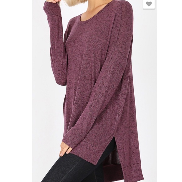 Brushed Melange Soft V-Neck High Low Sweater! - Picture 4 of 9